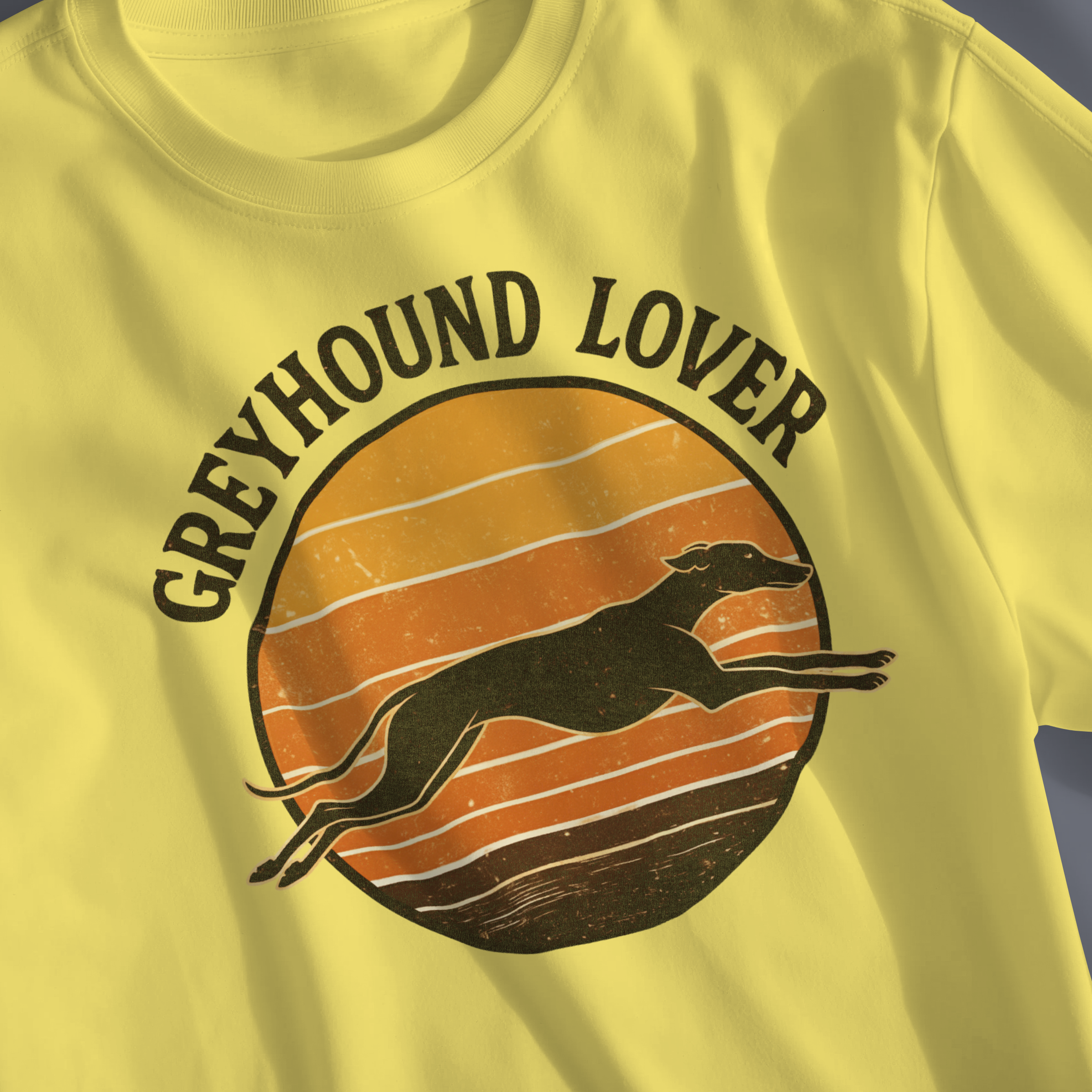 Greyhound Lover T-Shirt — Retro Sunset Running Dog Tee