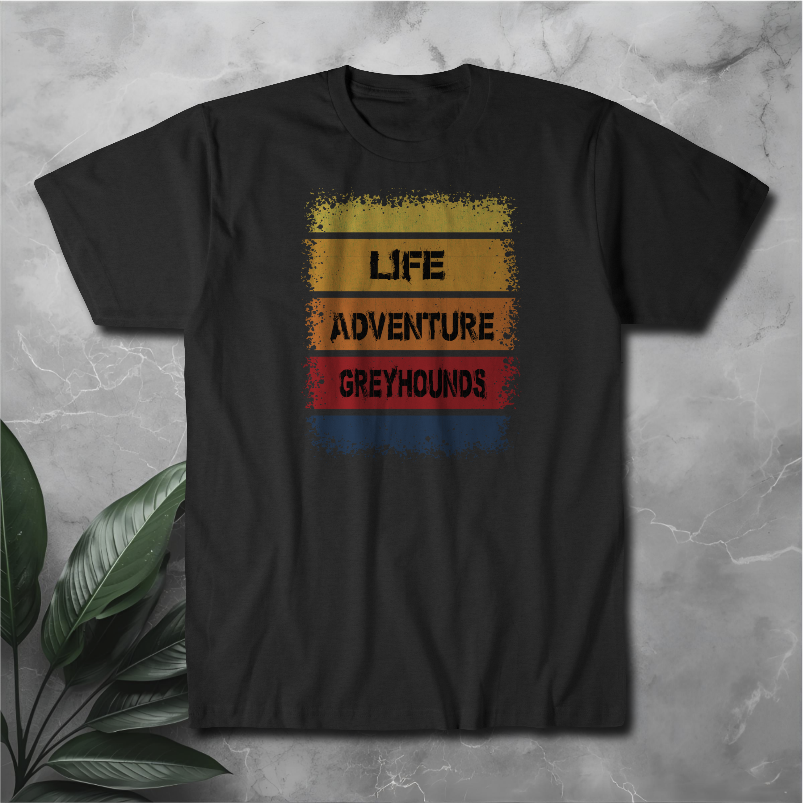 Life Adventure Greyhounds T-Shirt — Vintage Striped Dog Lover Tee