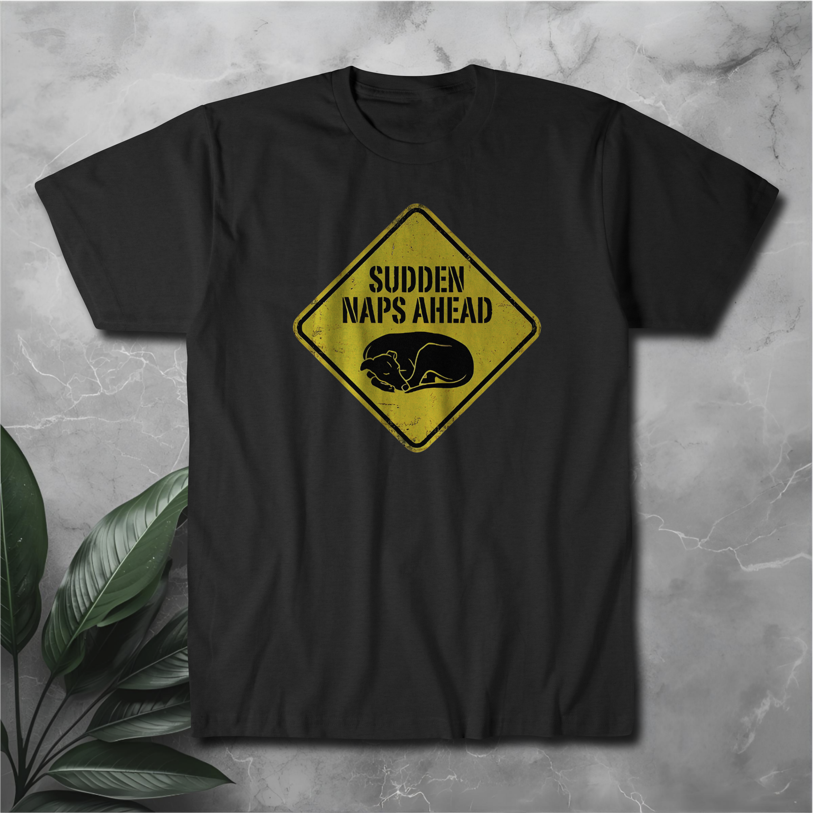 T-Shirt — "Sudden Naps Ahead" Funny Road Sign Sleepy Sloth Tee