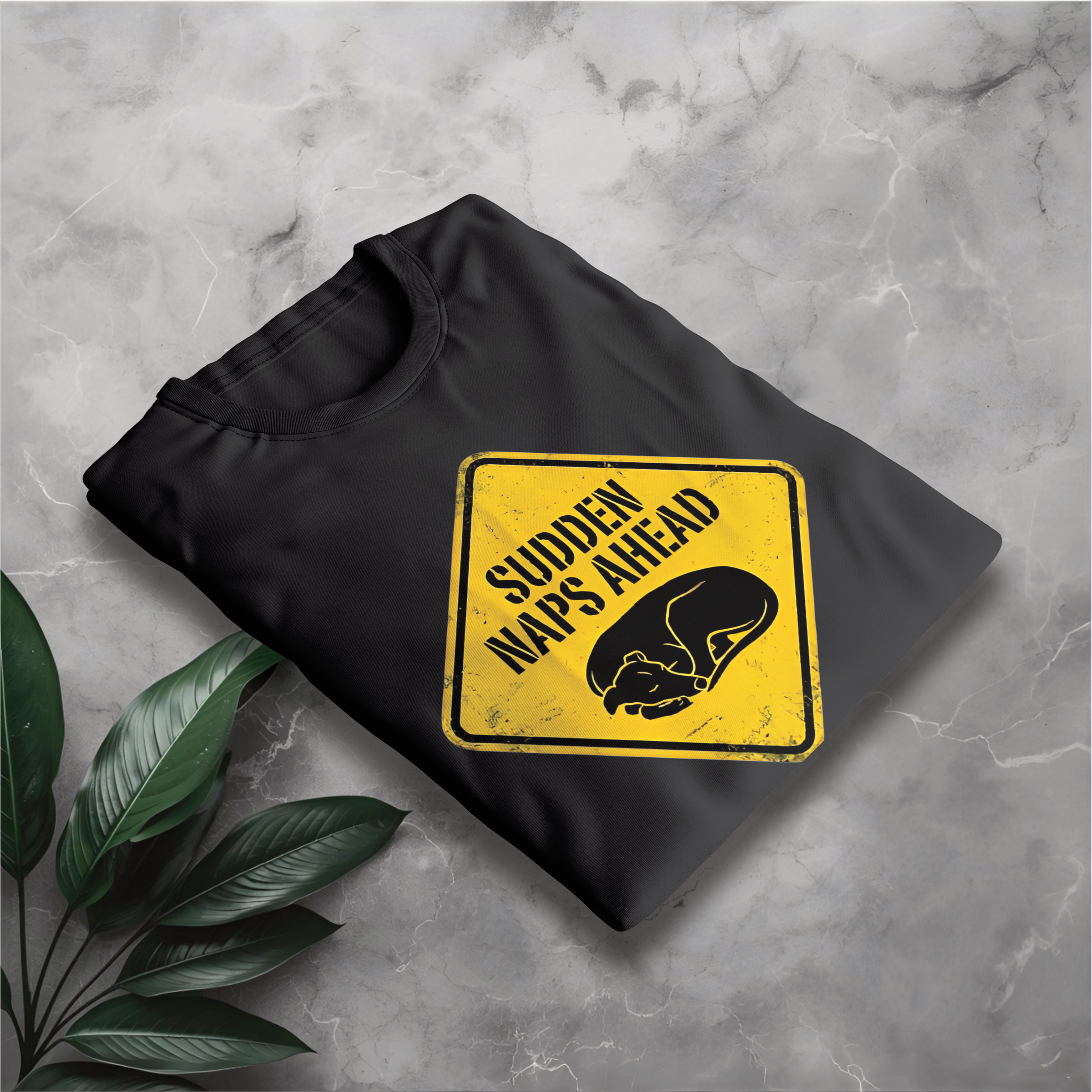 T-Shirt — "Sudden Naps Ahead" Funny Road Sign Sleepy Sloth Tee