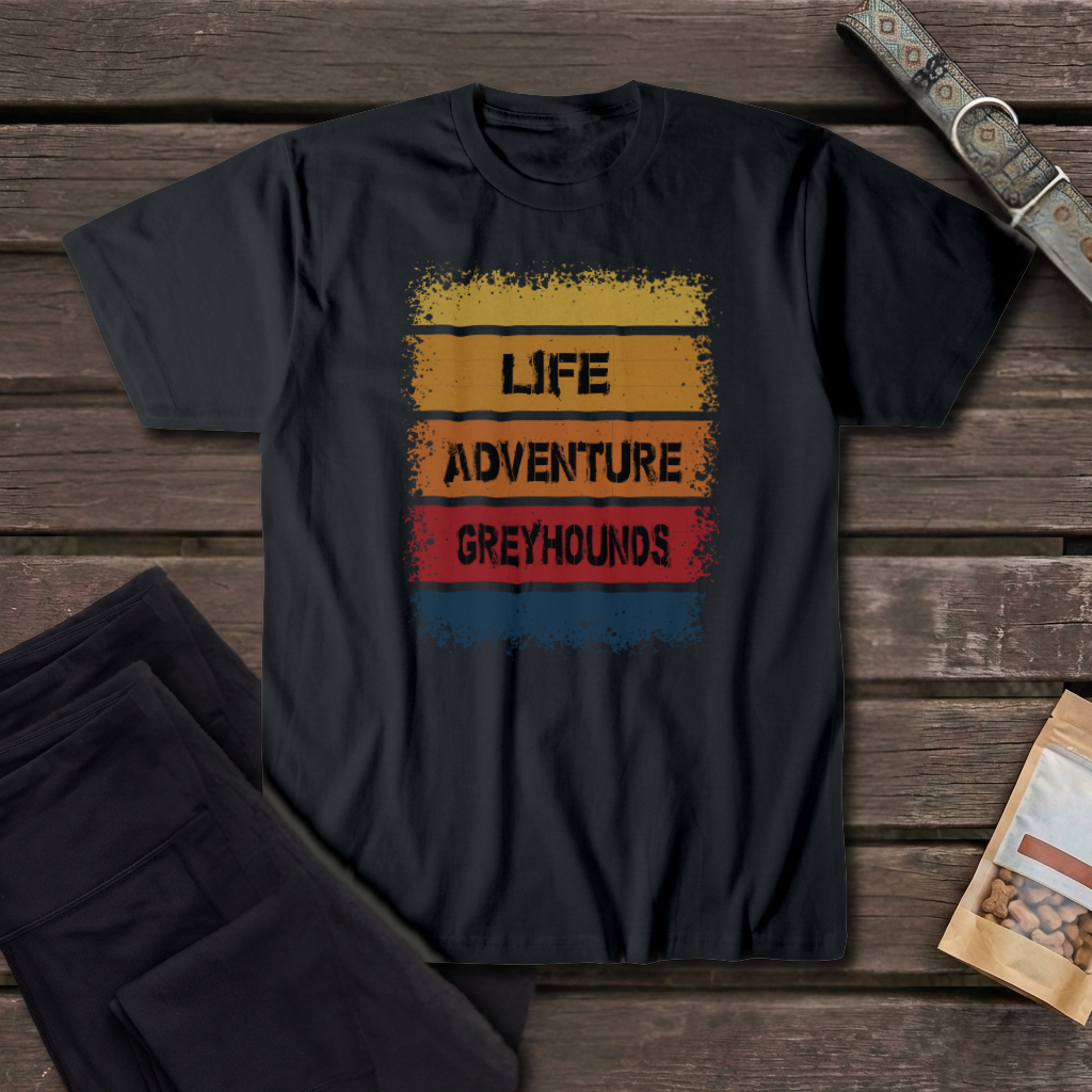 Life Adventure Greyhounds T-Shirt | Retro Greyhound Adventure Tee