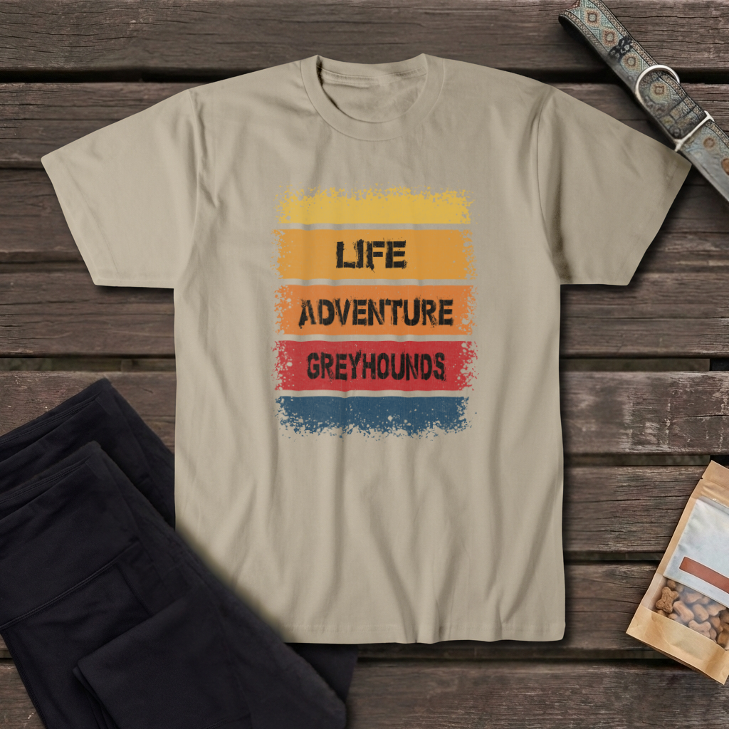 Life Adventure Greyhounds T-Shirt | Retro Greyhound Adventure Tee
