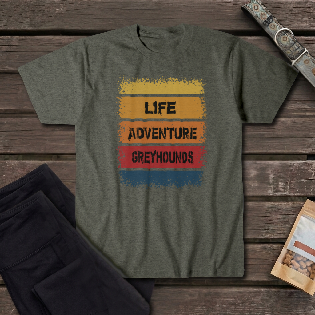 Life Adventure Greyhounds T-Shirt | Retro Greyhound Adventure Tee