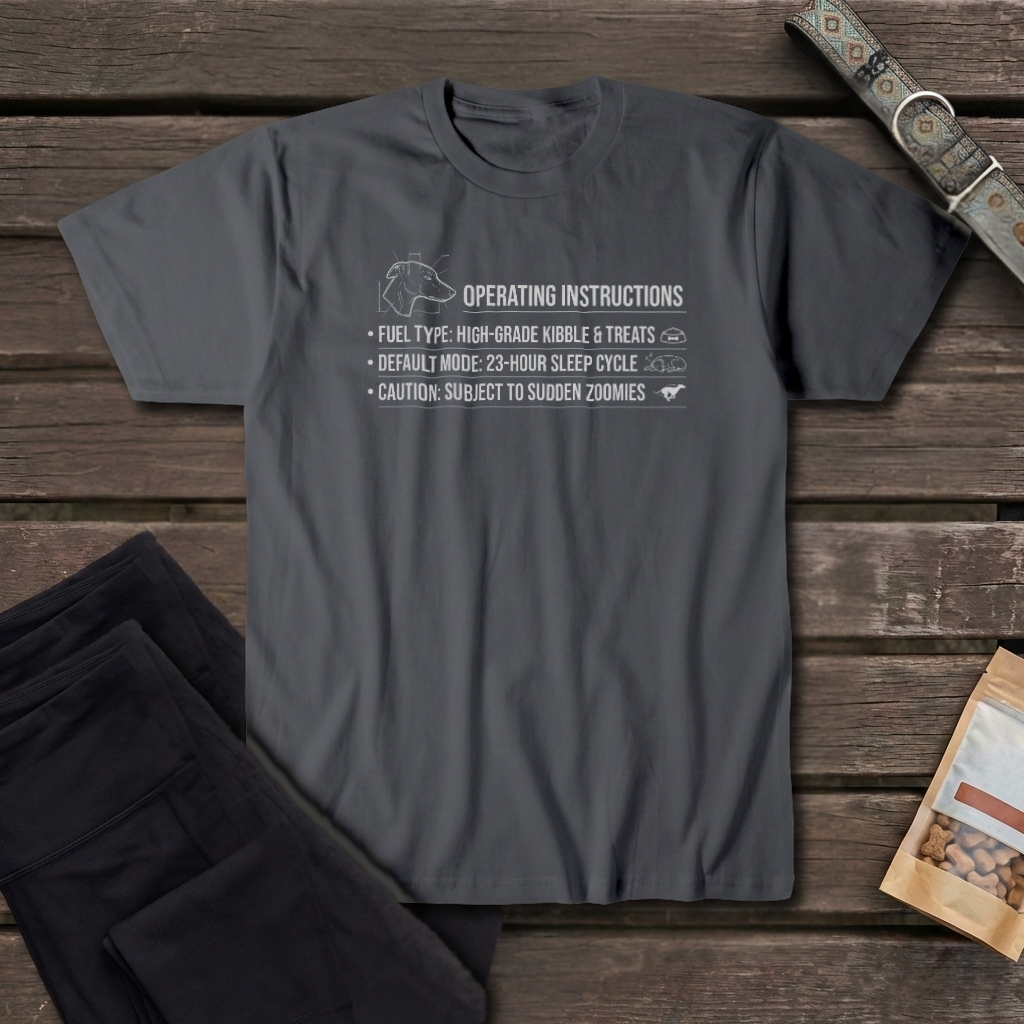 Greyhound Operating Instructions T-Shirt | Funny Greyhound Manual Tee