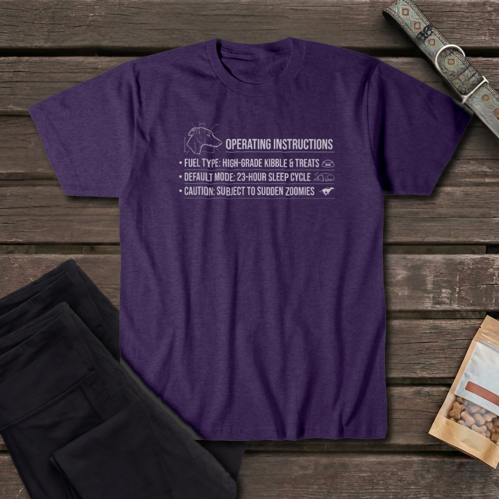 Greyhound Operating Instructions T-Shirt | Funny Greyhound Manual Tee