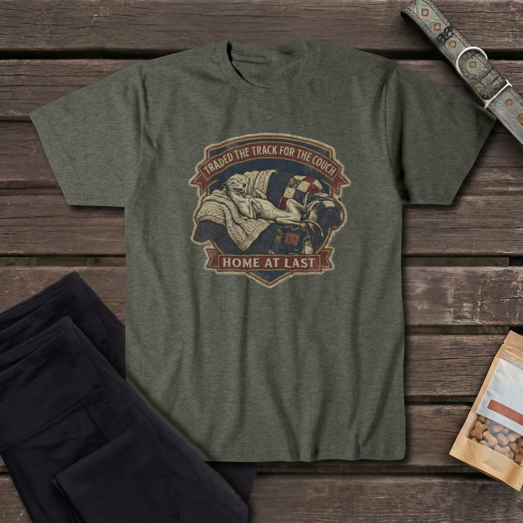 Traded the Track for the Couch Greyhound T-Shirt | Home at Last Retired Racer Tee