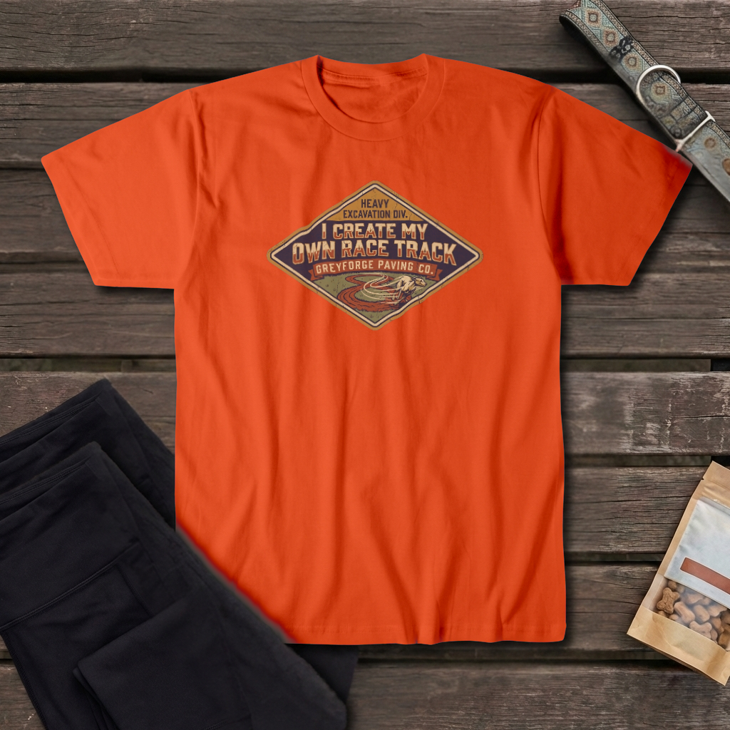I Create My Own Race Track Greyhound T-Shirt | Greyforge Paving Co. Tee