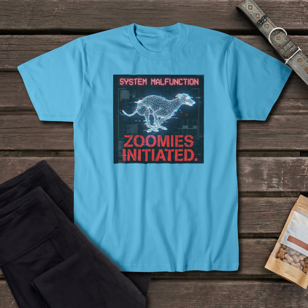 System Malfunction Zoomies Initiated Greyhound T-Shirt | Cyber Greyhound Tee