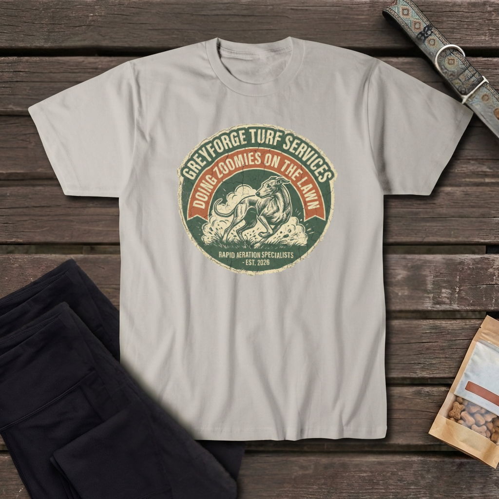 Greyforge Turf Services Greyhound T-Shirt | Rapid Aeration Specialists Tee