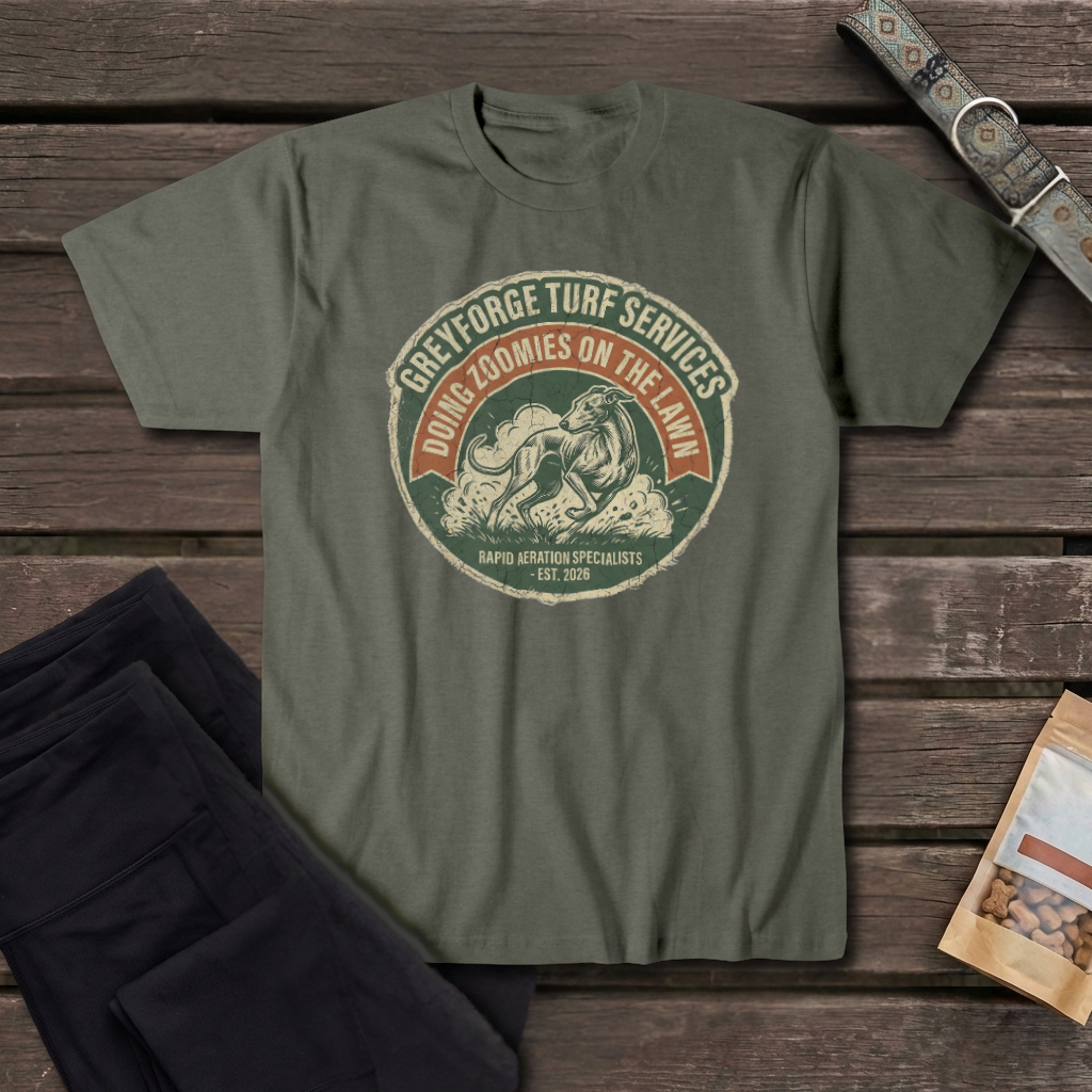 Greyforge Turf Services Greyhound T-Shirt | Rapid Aeration Specialists Tee